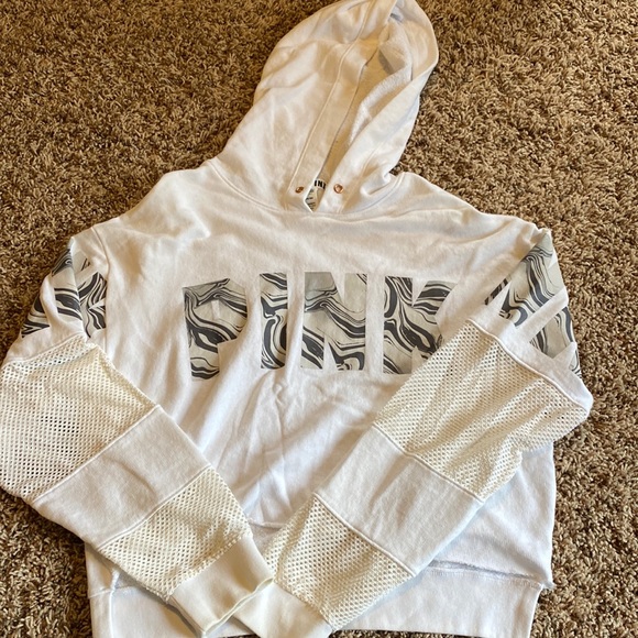 PINK Victoria's Secret Tops - VS white crop hoodie